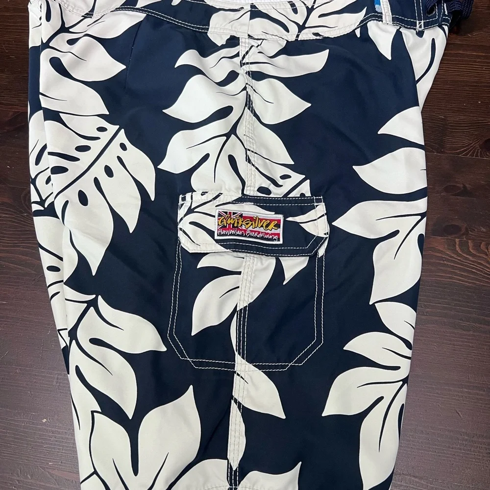 Quiksilver Navy & White Tropical Board Shorts